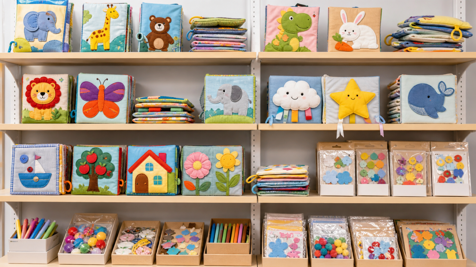Cloth books and creative learning toy display