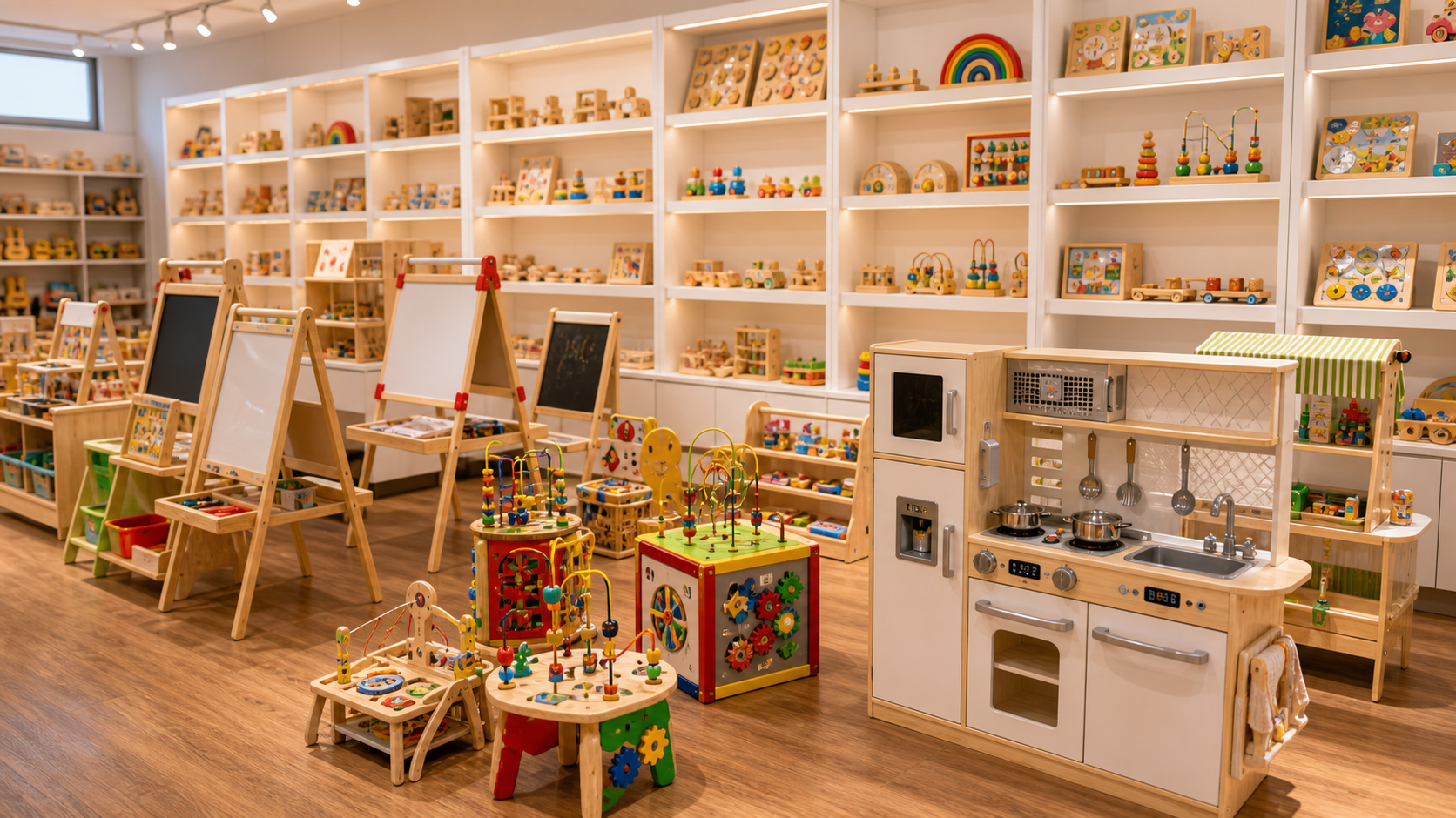 Wooden educational toys and pretend play showroom